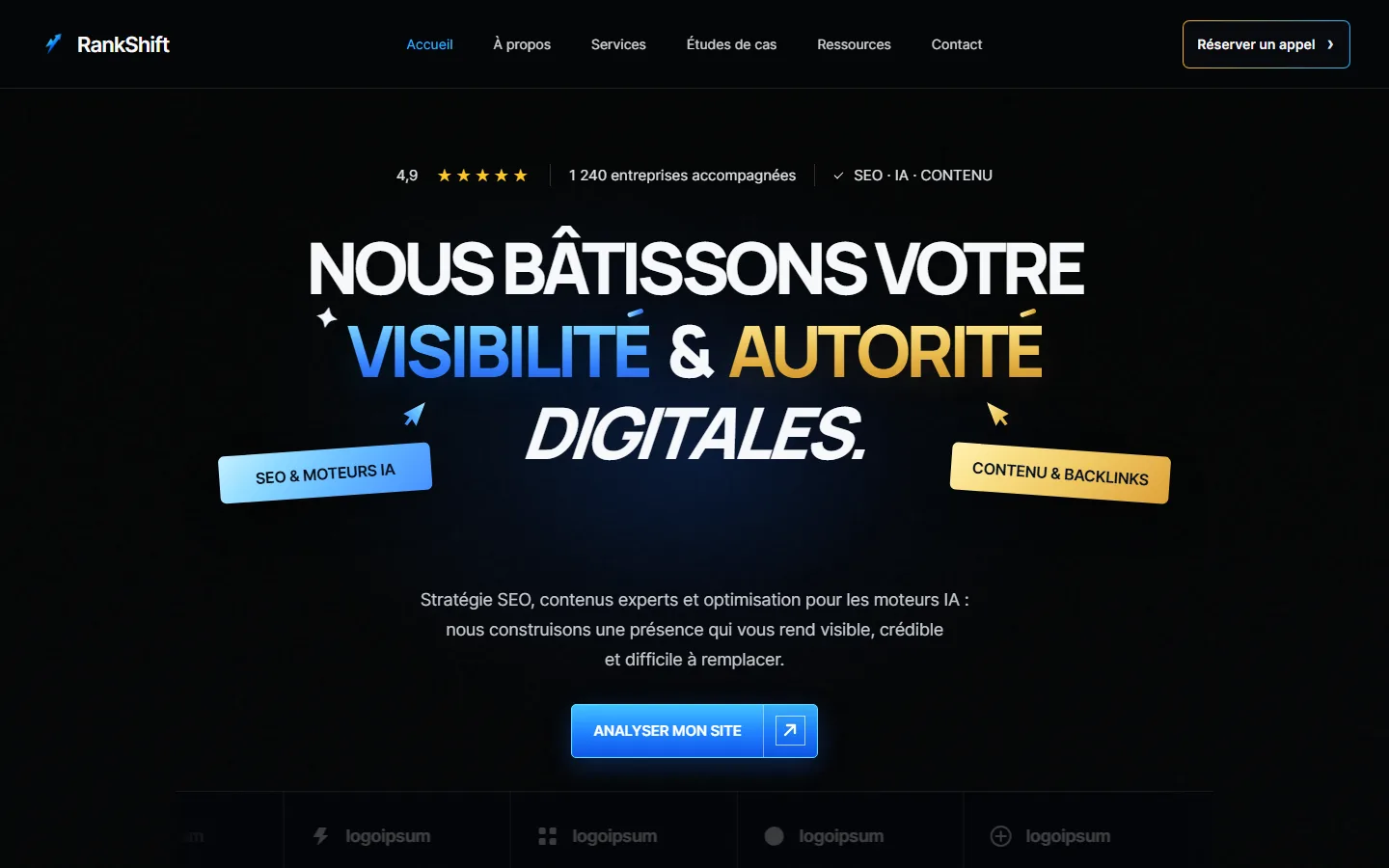 Haut de page de RankShift