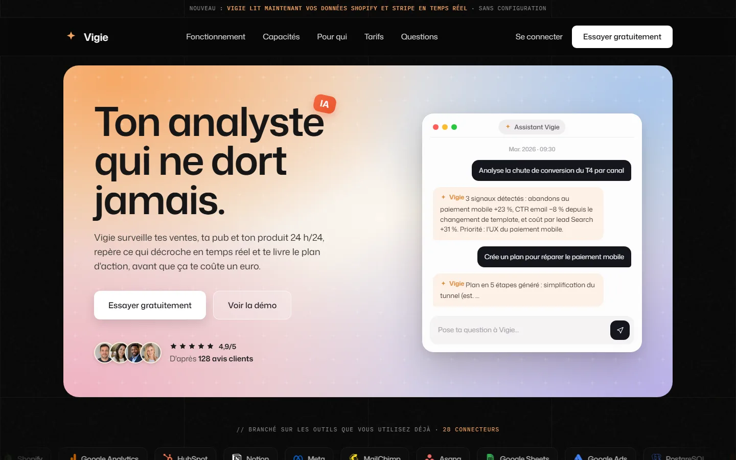 Haut de page de Vigie